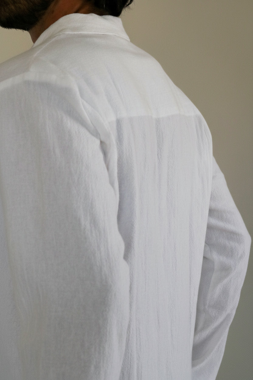 Chemise homme coton blanc manche longue décontracté