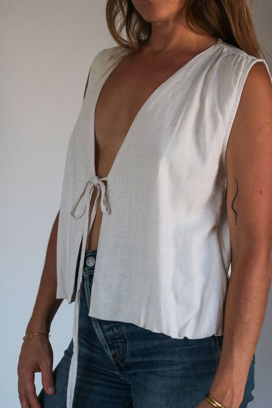 Veston décontracté pour femme en lin blanc