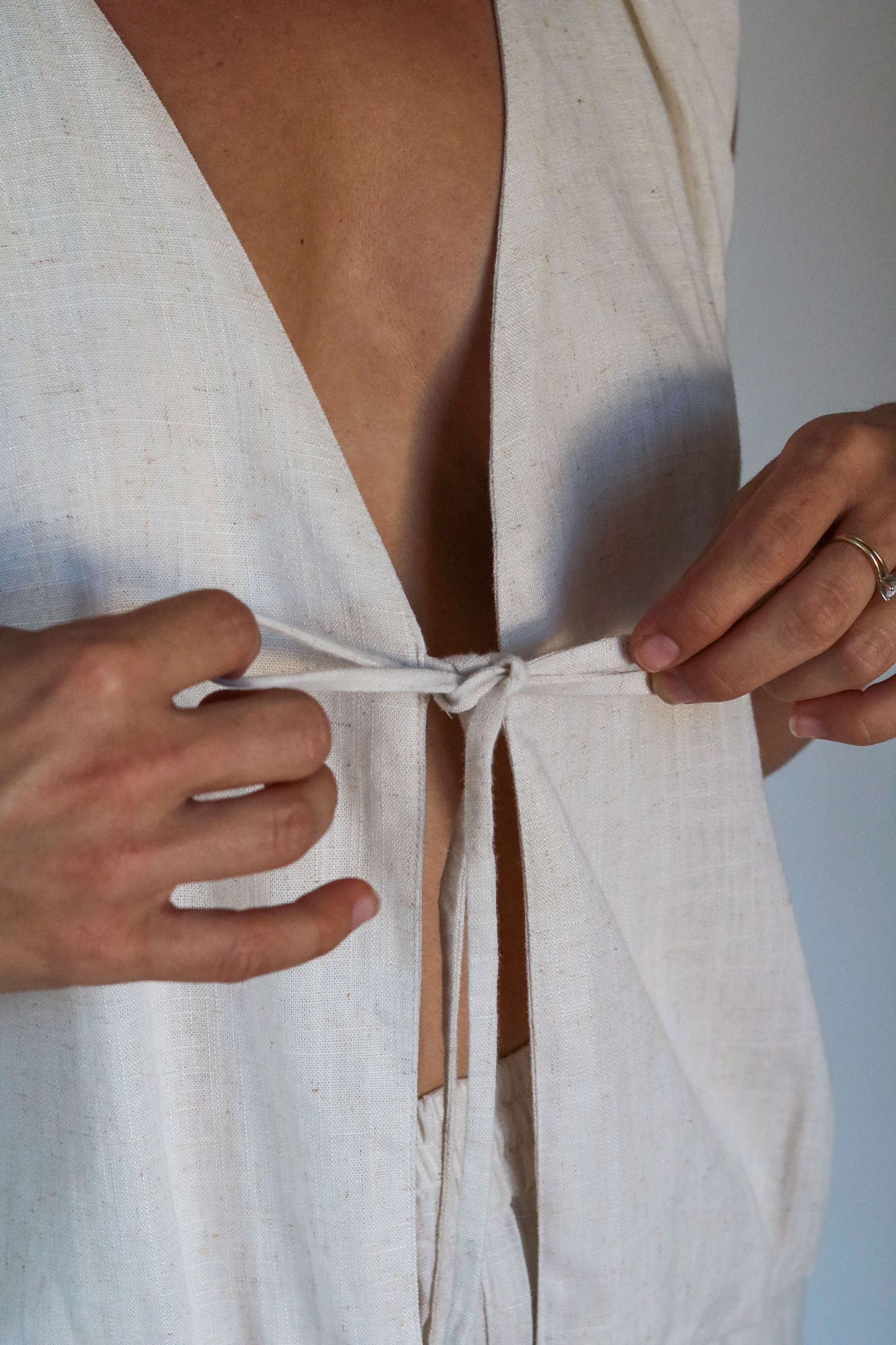 Top en lin blanc pour femme 
